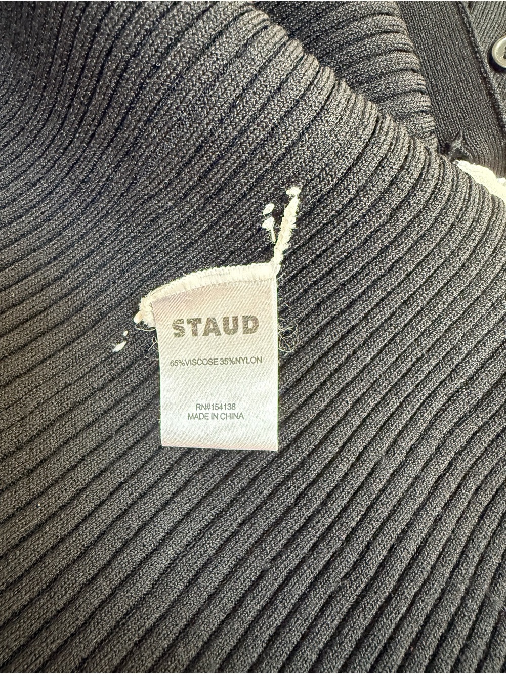 STAUD Shoko Colorblock Two-Tone Black and White Ribbed Button-Front Midi Dress - Picture 5 of 7